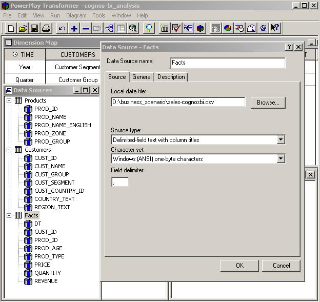 Cognos Powerplay Transformer - multiple data sources in a model with the data source definition